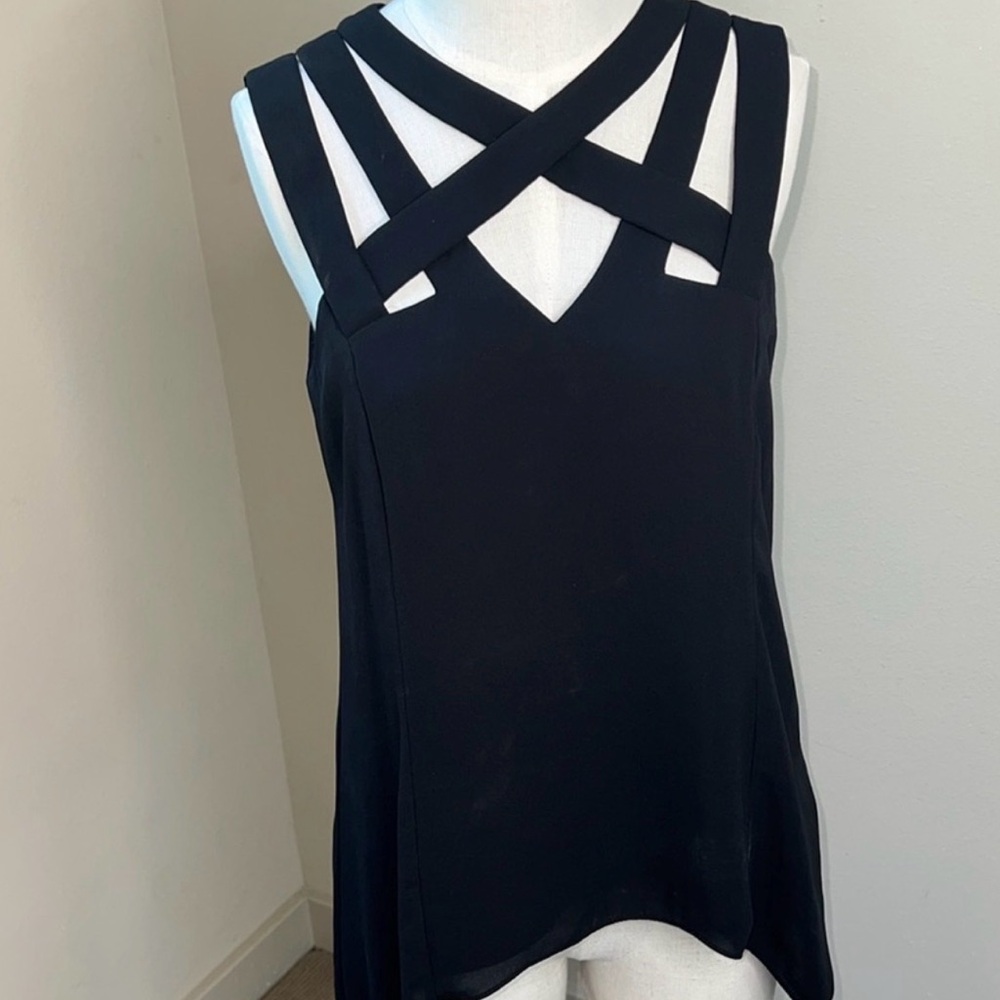 BCBGMaxAzria Black Cut-Out Top